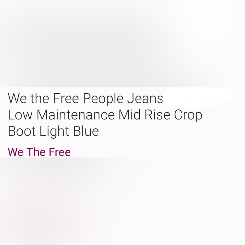 We the Free Jeans Low Maintenance Mid Rise Crop Boot Light Blue NWT - Picture 2 of 9
